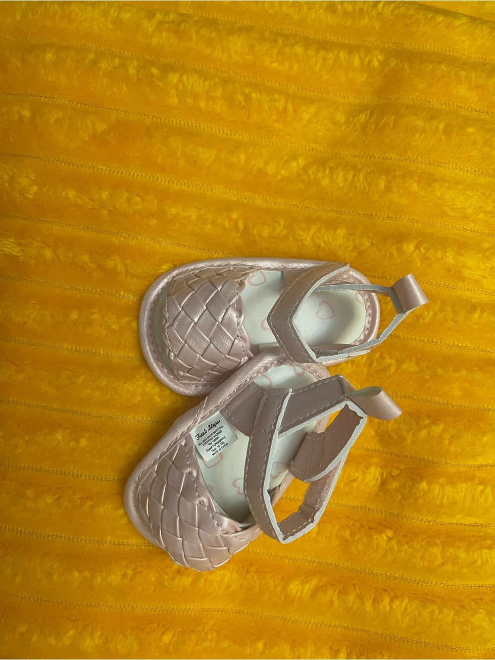 Baby girl Braided Pink Sandals with Hook-and-Loop Strap